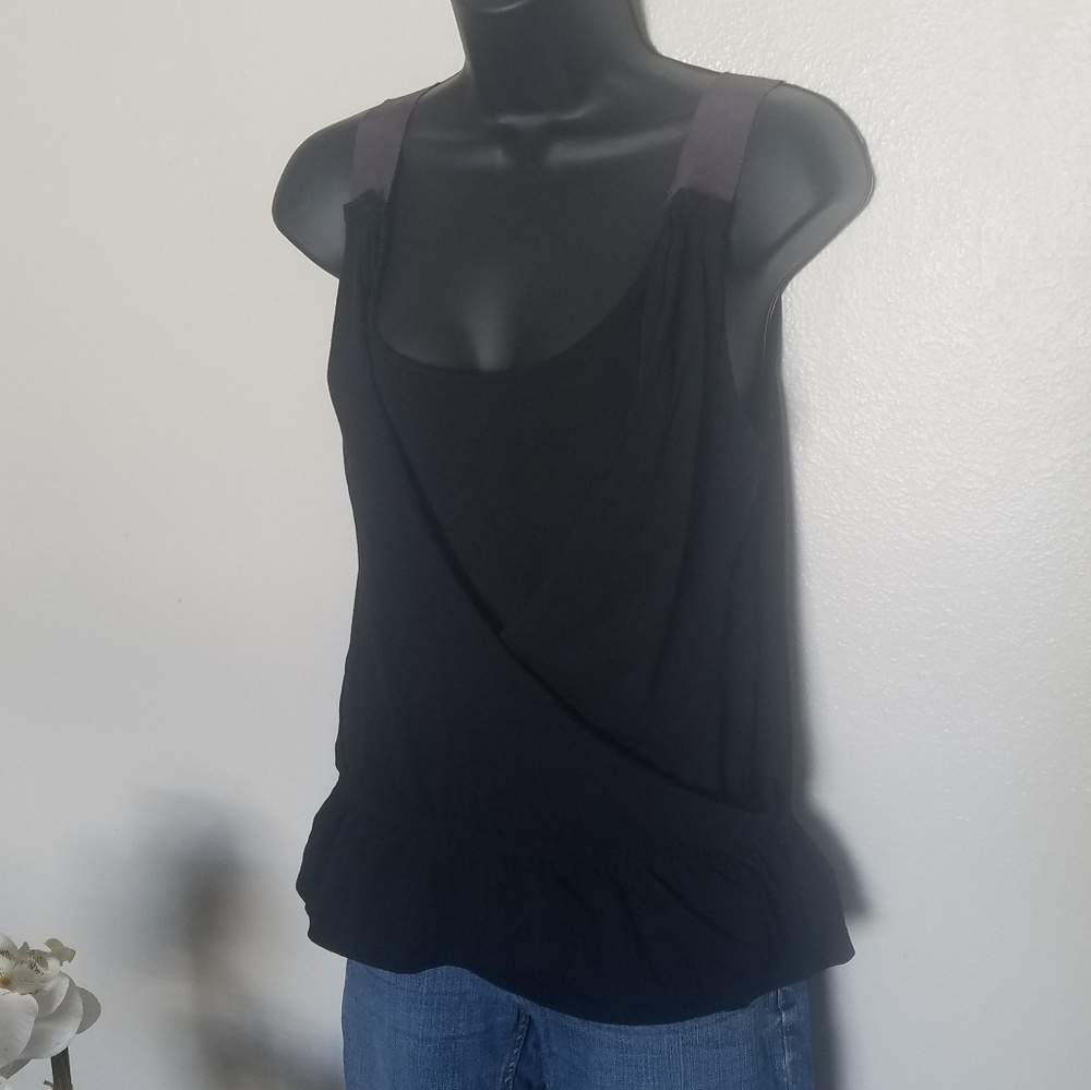 gap black tank top with purple straps euc m